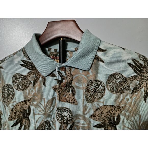 CARIBBEAN, Men Polo Shirt with Shells/Leaves, Size M - Picture 3 of 5